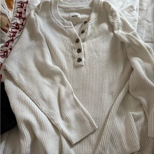 Aerie Cream Ribbed Henley Shirt